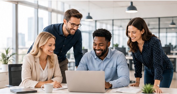 Professional team collaborating